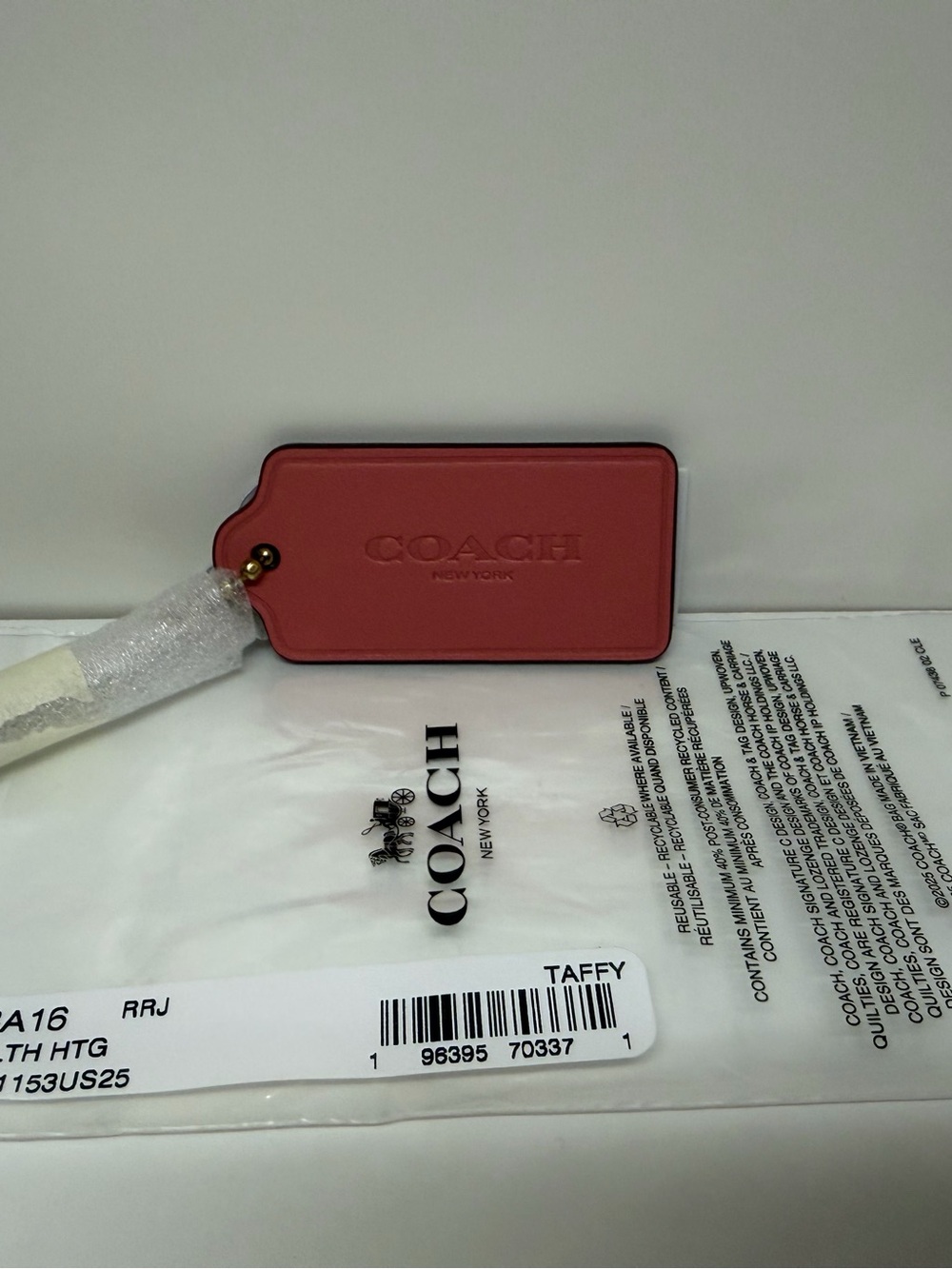 COACH Leather Hangtag in Taffy